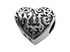 Zable™ Sterling Silver Wife Heart Bead / Charm