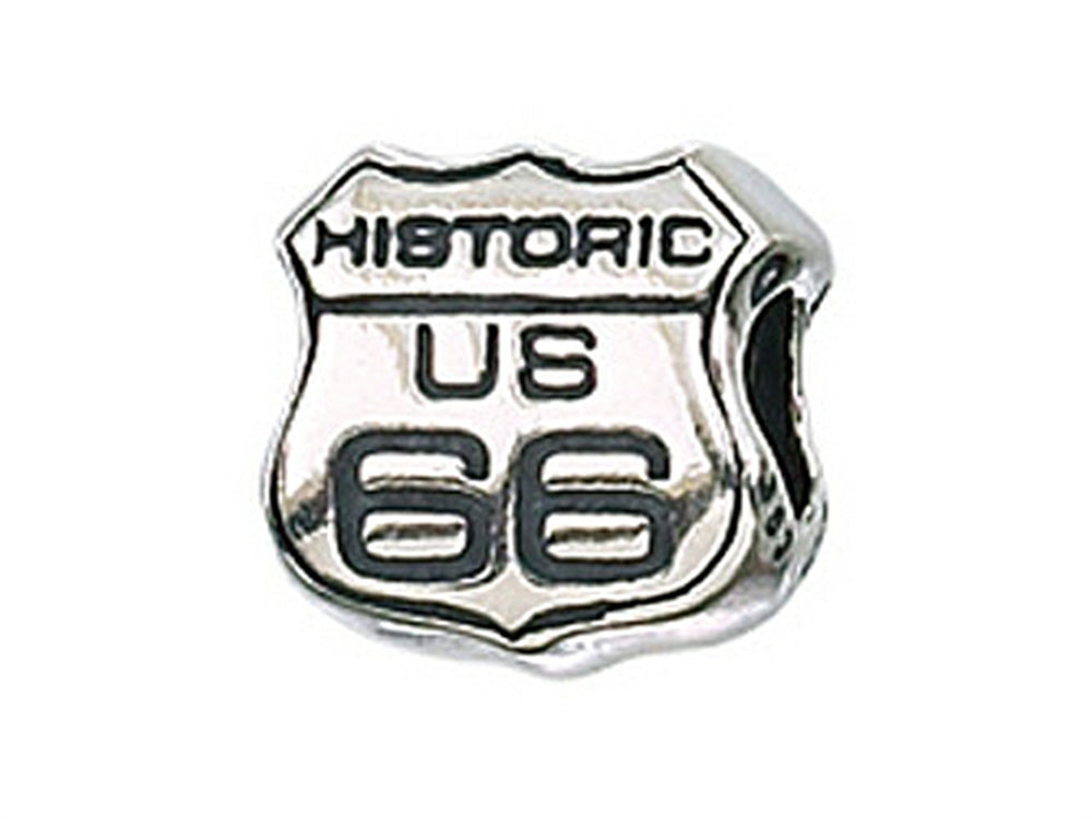 Zable™ Sterling Silver Route 66 Sign Bead / Charm