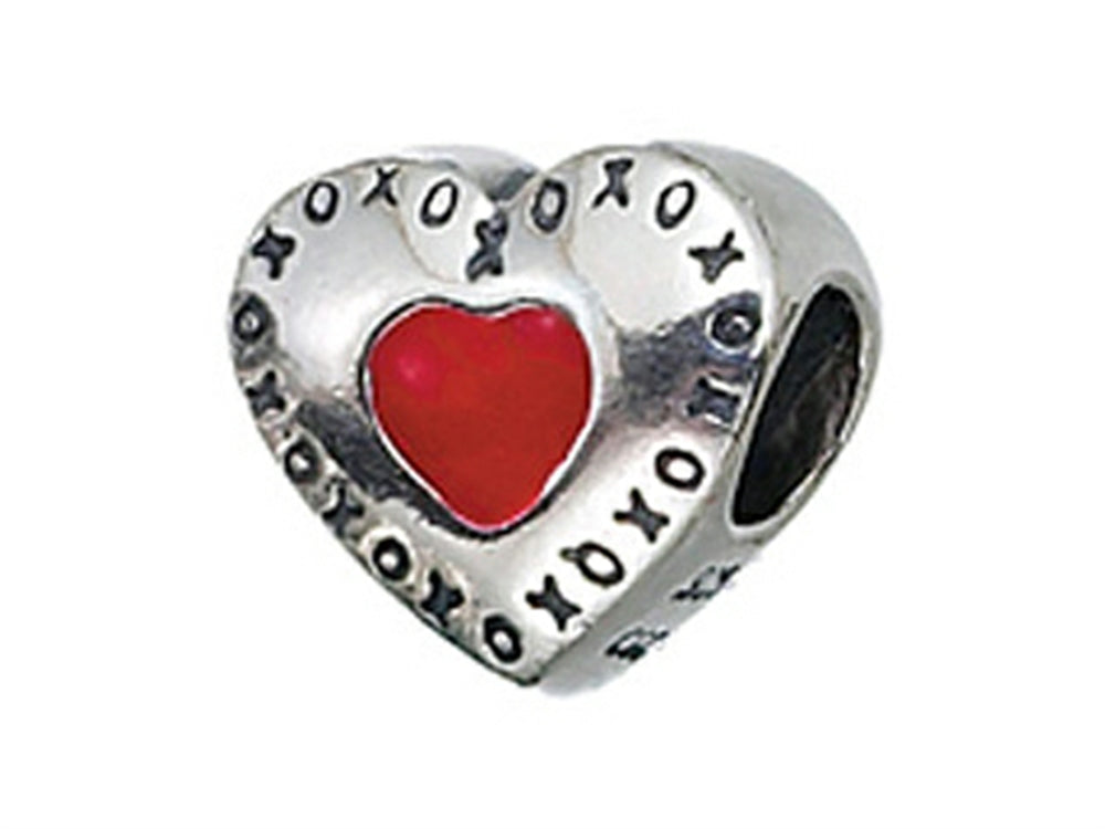 Zable™ Sterling Silver Red Heart with XO's Bead / Charm