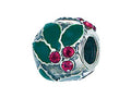 Zable™ Sterling Silver Holly With Crystal Berries Bead / Charm