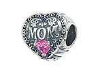 Zable™ Sterling Silver Mom With Crystals Bead / Charm
