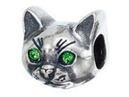 Zable™ Sterling Silver Cat Face Bead / Charm