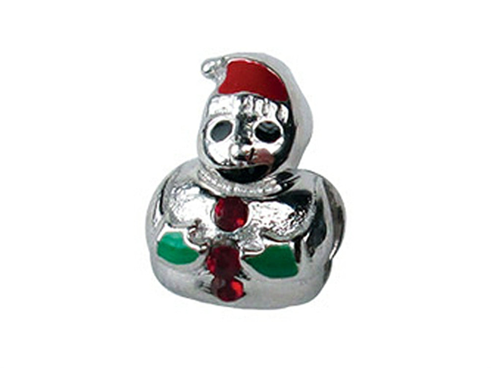 Zable™ Sterling Silver Snowman with Enamel and Crystals Bead / Charm