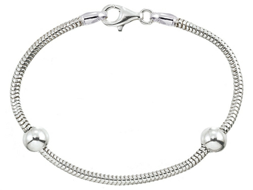 Zable™ 8.5 inches Sterling Silver Snake Bracelet with Smart Compatible Bead / Charm