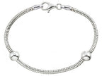 Zable™ 8.5 inches Sterling Silver Snake Bracelet with Smart Compatible Bead / Charm