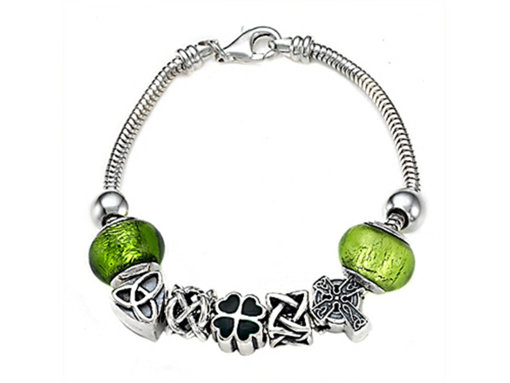 Zable™ Sterling Silver Celtic Theme Bracelet with 7 Beads