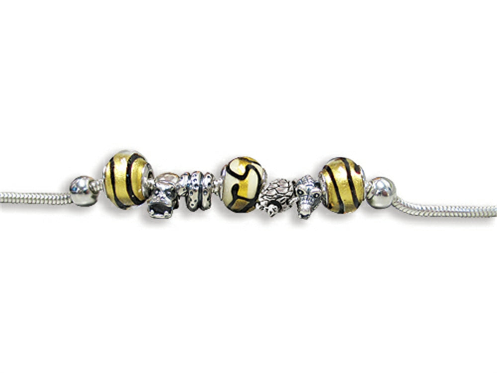 Zable™ Sterling Silver Wild Life Theme Bracelet with 7 Beads