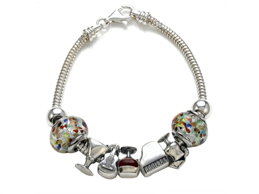 Zable™ Sterling Silver Happy Hour Theme Bracelet with 7 Beads