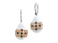 Carlo Viani® 925 Sterling Silver White Agate Earrings with White Topaz and Smokey Quartz Gems