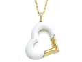 Carlo Viani® Yellow Gold Loop and Yellow Gold Plated Silver White Agate Heart Shape Pendant Necklace