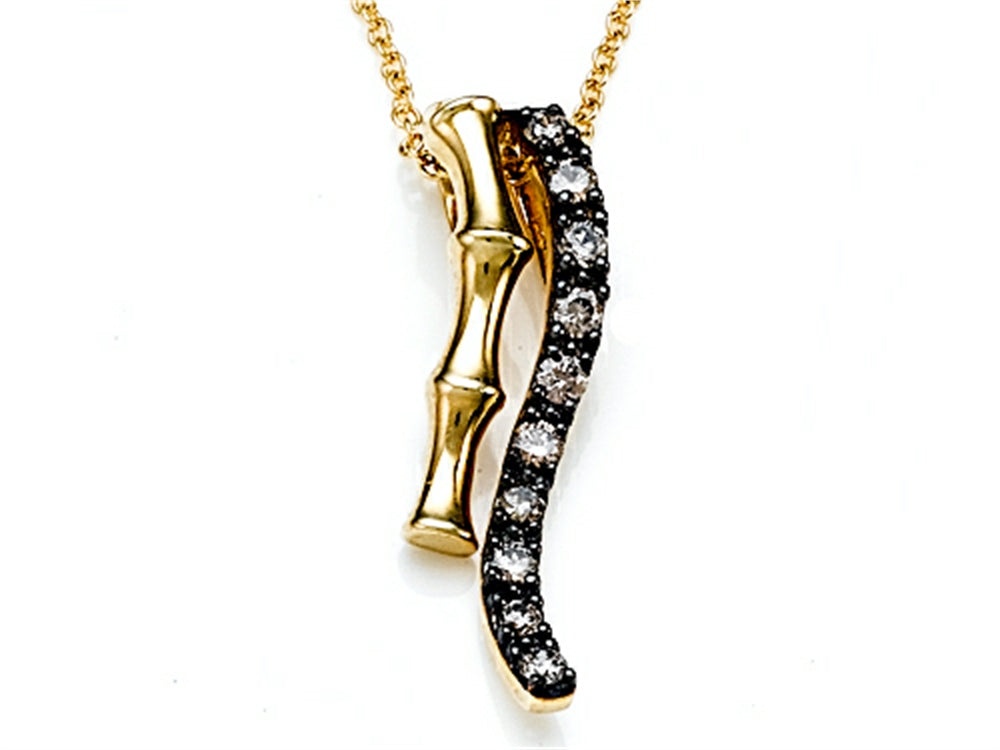 Carlo Viani® Smokey Quartz Bamboo Pendant Necklace