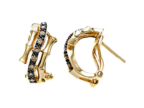 Carlo Viani® Smokey Quartz Bamboo Earrings