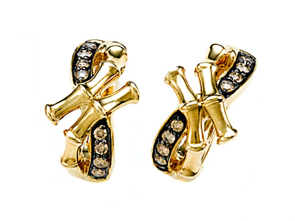 Carlo Viani® Smokey Quartz Bamboo Earrings