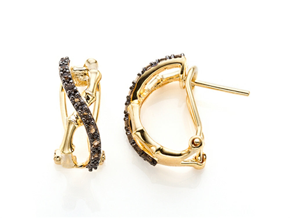 Carlo Viani® Smokey Quartz Bamboo Earrings