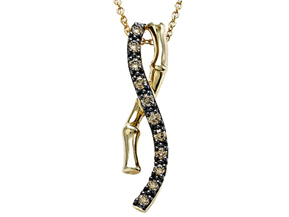 Carlo Viani® Smokey Quartz Bamboo Pendant Necklace