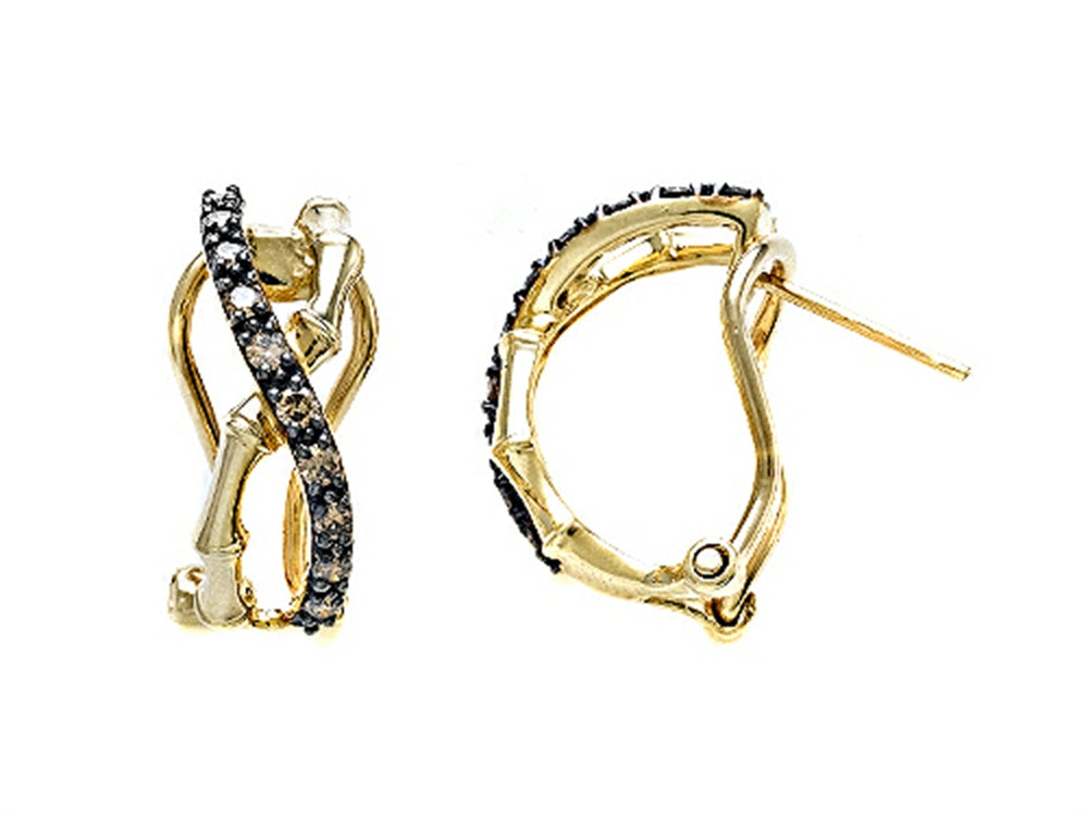 Carlo Viani® Smokey Quartz Bamboo Earrings