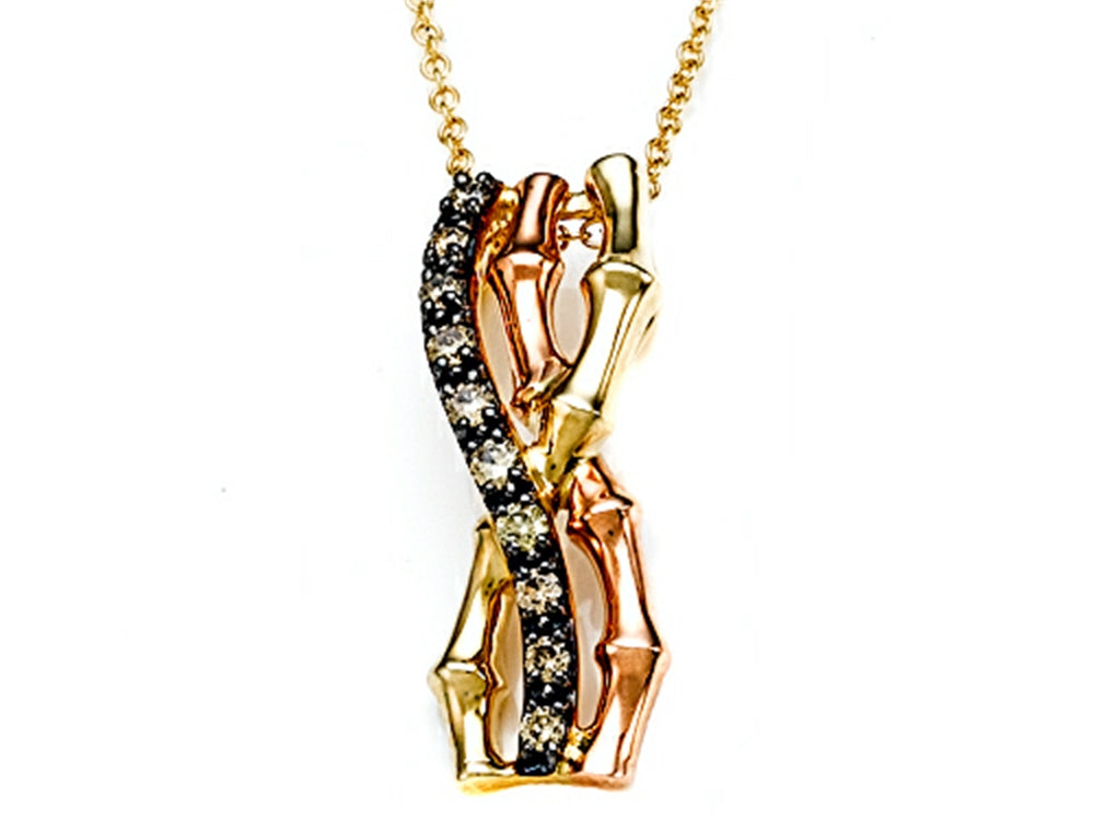 Carlo Viani® Smokey Quartz Bamboo Pendant Necklace