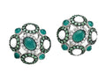 Carlo Viani® 925 Sterling Silver Silver Earrings, Mix of White Sapphire, Tsavorite, White Agate, and Onyx