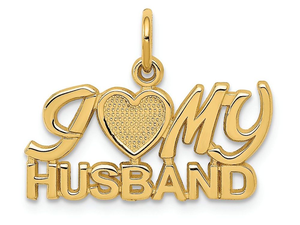 FJC Finejewelers 14k Yellow Gold Themed I Love My Husband Charm 22 x 17mm