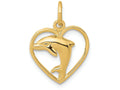 FJC Finejewelers 14k Yellow Gold Dolphin In Heart Charm