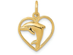 FJC Finejewelers 14k Yellow Gold Dolphin In Heart Charm