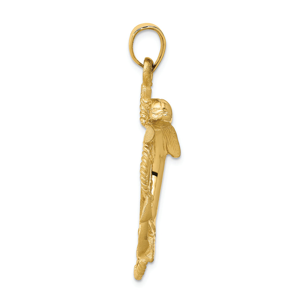 FJC Finejewelers 14k Yellow Gold Dolphin On Anchor Charm