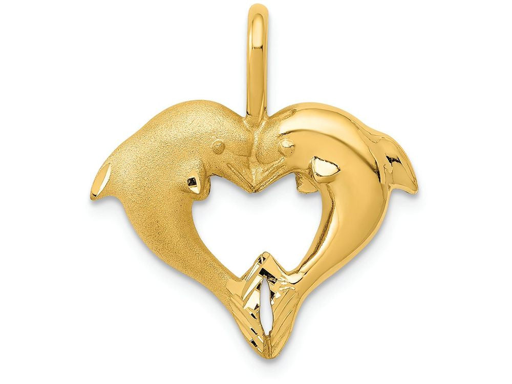 FJC Finejewelers 14k Yellow Gold Dolphin Heart Charm
