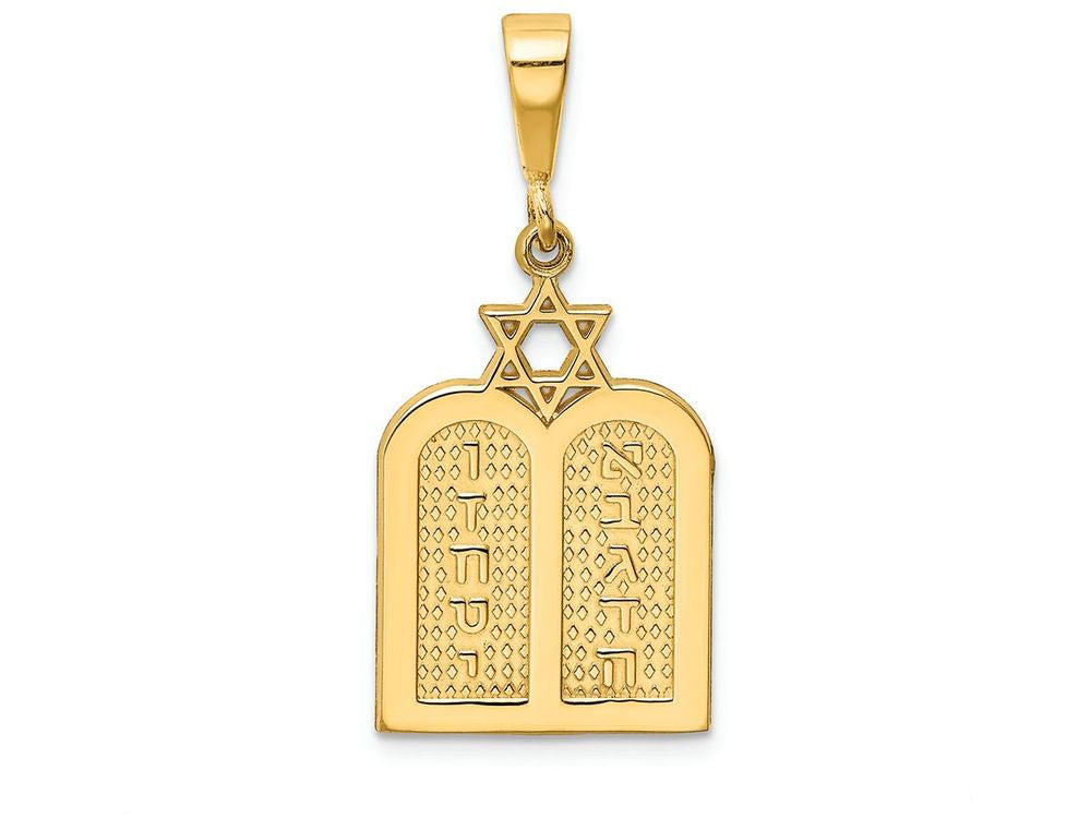FJC Finejewelers 14k Yellow Gold Polished Ten Commandment Tablets with Star Of David Charm