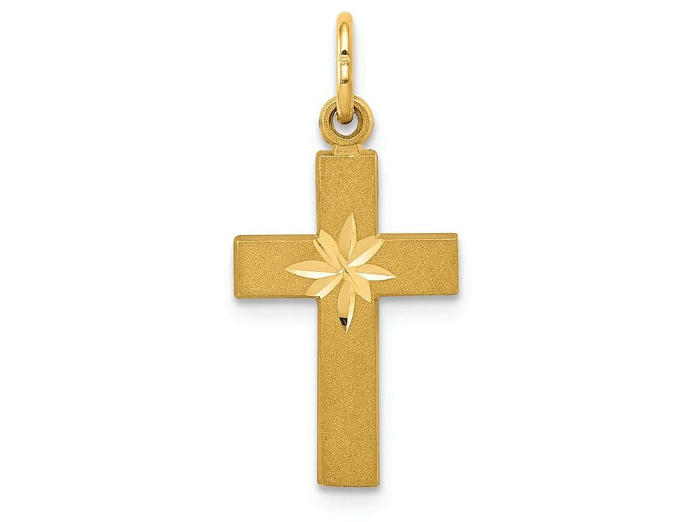 FJC Finejewelers 14k Yellow Gold Small Bright Cut Cross Charm