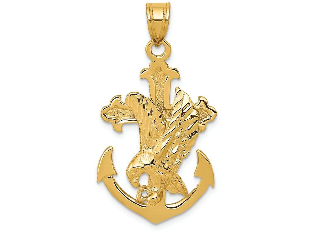 FJC Finejewelers 14k Yellow Gold Mariners Cross with Eagle Charm