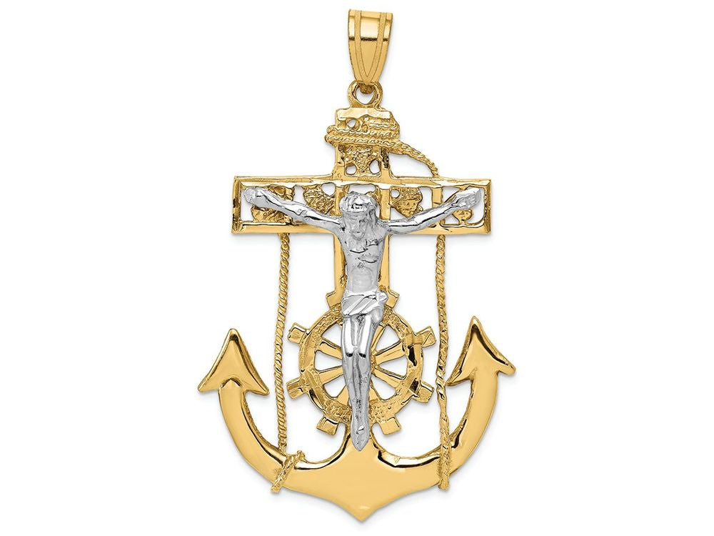 FJC Finejewelers 14k Two-tone Gold Mariner's Crucifix Charm