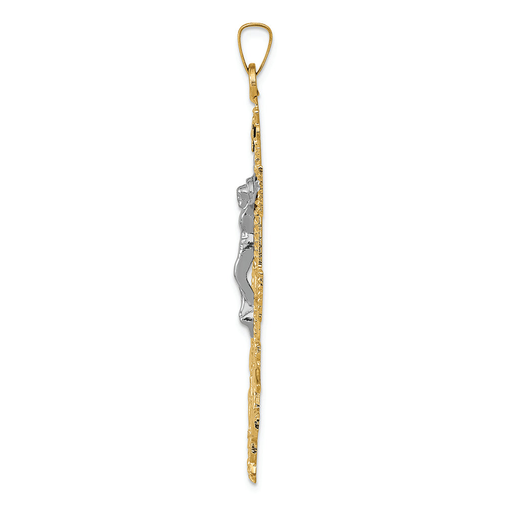 FJC Finejewelers 14k Two-tone Gold Cara Vaca Crucifix Charm
