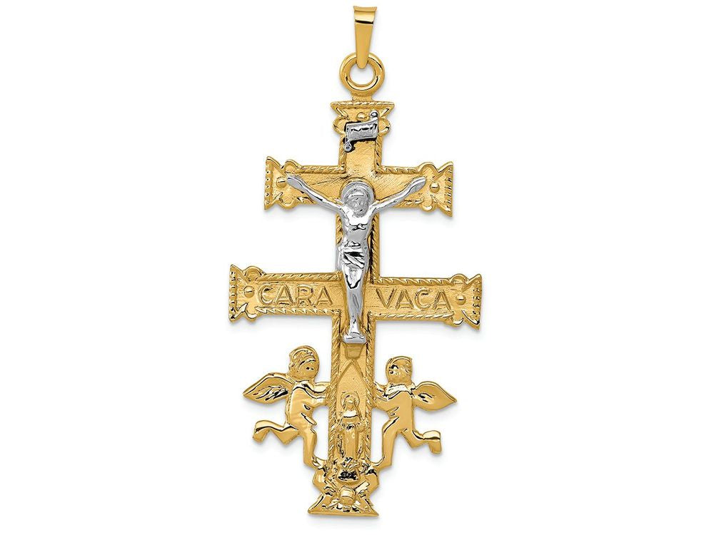 FJC Finejewelers 14k Two-tone Gold Cara Vaca Crucifix Charm