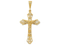 FJC Finejewelers 14k Yellow Gold Satin Bright Cut Crucifix Charm