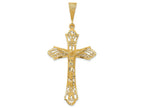 FJC Finejewelers 14k Yellow Gold Satin Bright Cut Crucifix Charm
