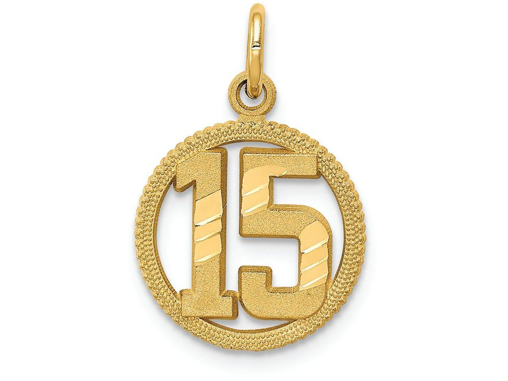 FJC Finejewelers 14k Yellow Gold #15 Circle Charm