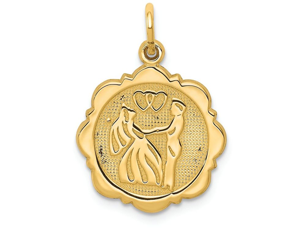 FJC Finejewelers 14k Yellow Gold Bride Groom Charm Back Is Textured
