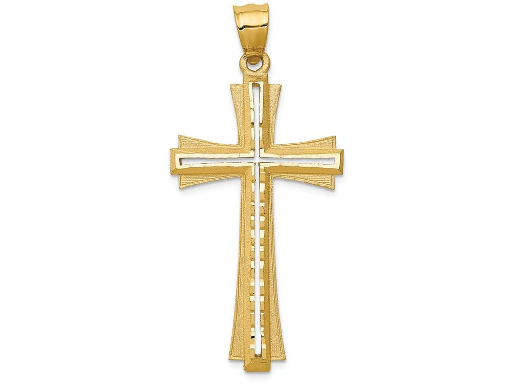 FJC Finejewelers 14k Yellow Gold Bright Cut Satin Cross Charm