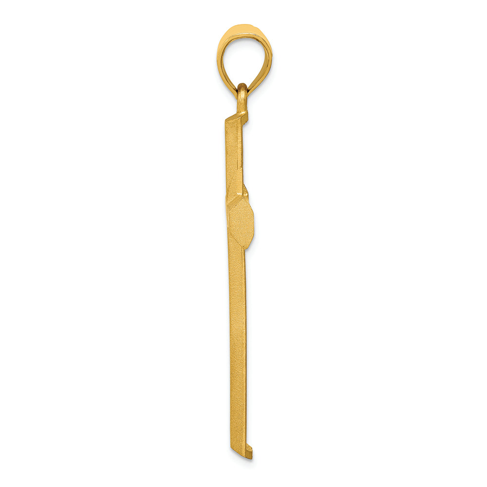 FJC Finejewelers 14k Yellow Gold Satin Diamond -cut Cross Charm
