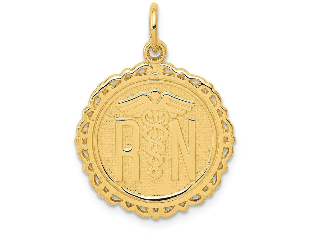 FJC Finejewelers 14k Yellow Gold Registered Nurse Disc Charm