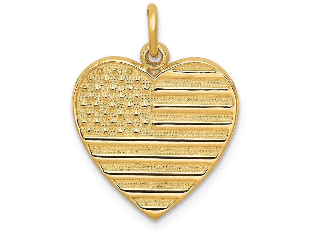 FJC Finejewelers 14k Yellow Gold Flag Heart Charm