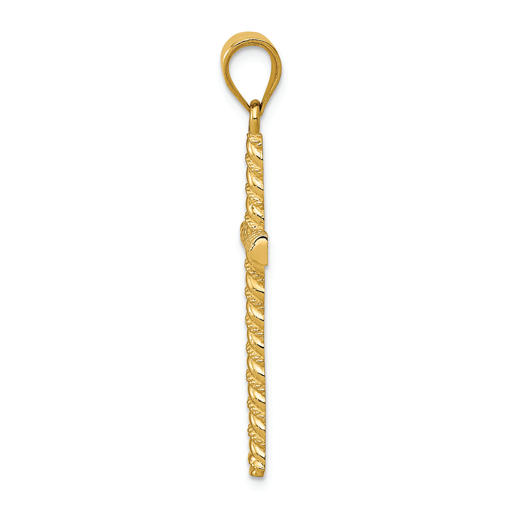 FJC Finejewelers 14k Yellow Gold Satin Bright Cut Cross Charm