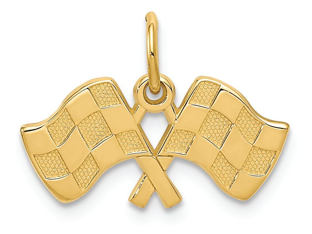 FJC Finejewelers 14k Yellow Gold Racing Flags Charm
