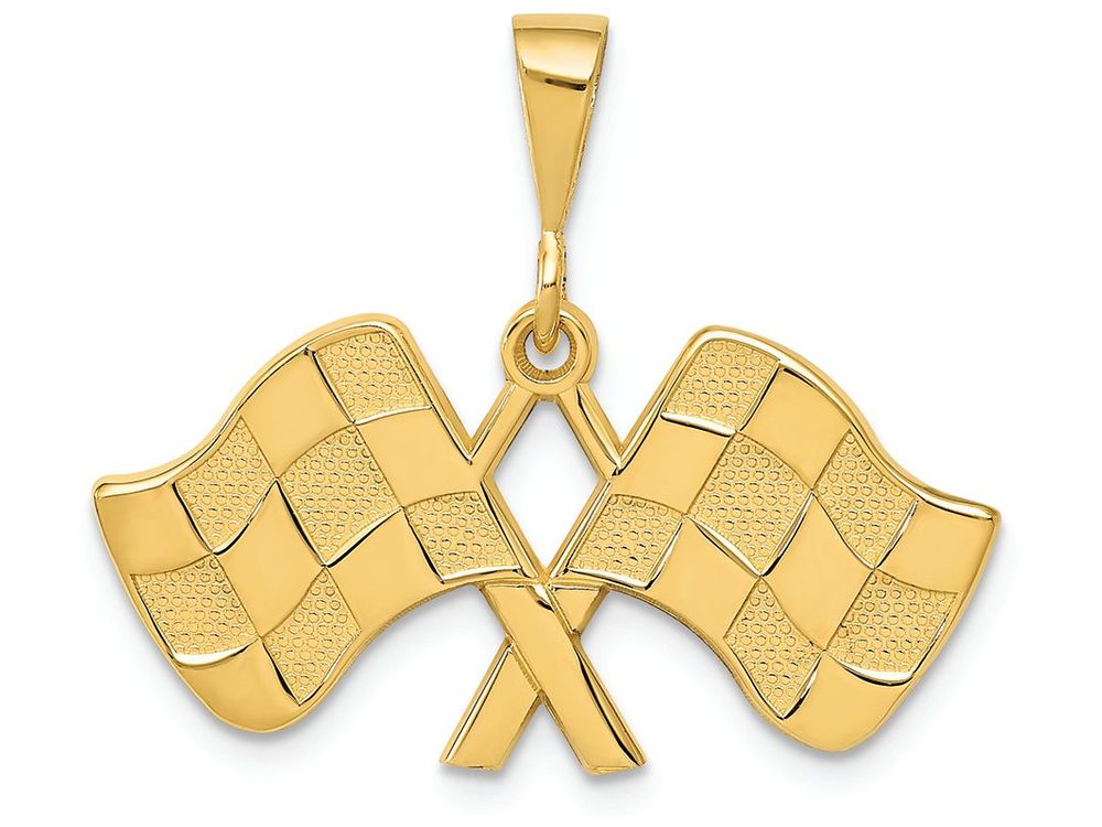 FJC Finejewelers 14k Yellow Gold Racing Flags Charm