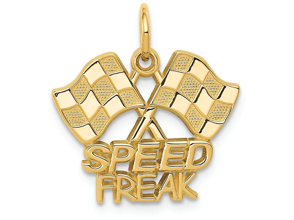 FJC Finejewelers 14k Yellow Gold Racing Flags with Speed Freak Charm