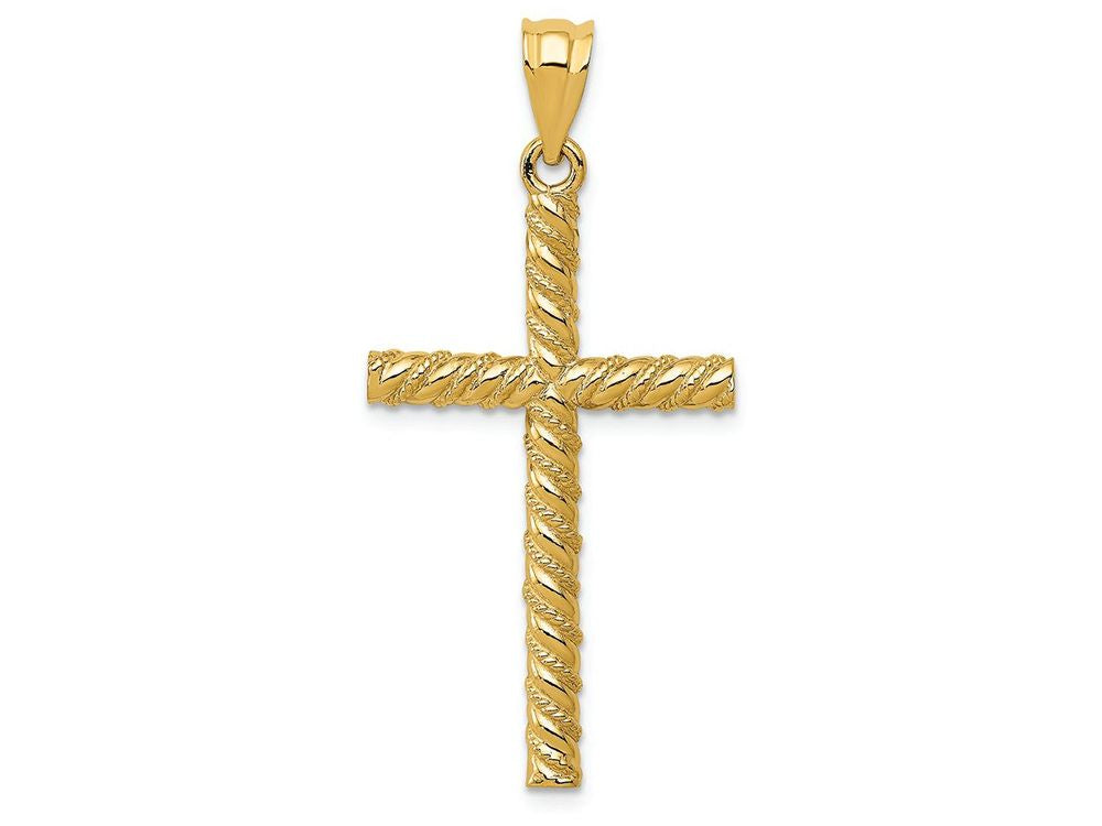 FJC Finejewelers 14k Yellow Gold Satin Bright Cut Cross Charm