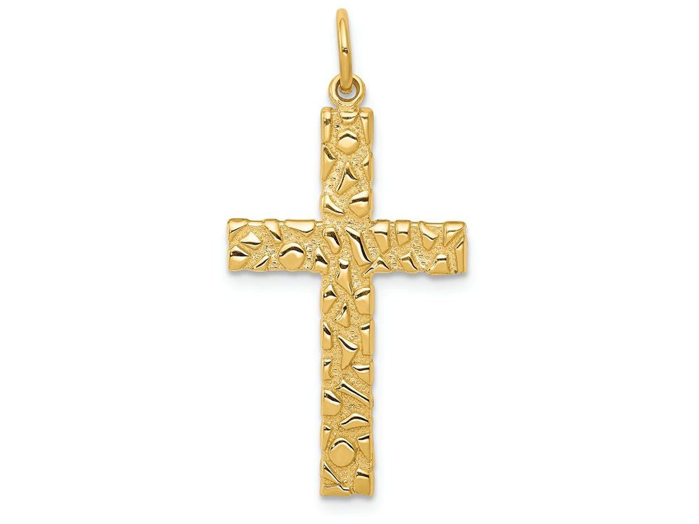 FJC Finejewelers 14k Yellow Gold Nugget Style Cross Charm