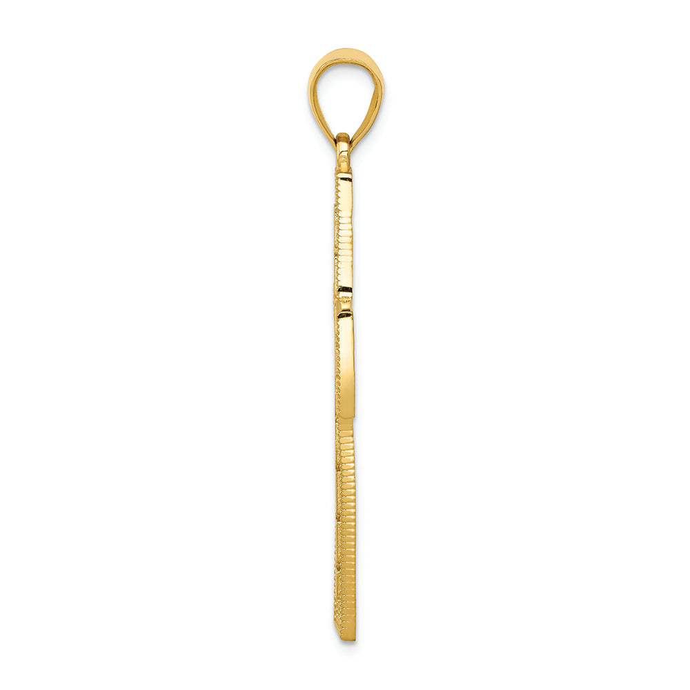 FJC Finejewelers 14k Yellow Gold Greek Key Filigree Cross Charm