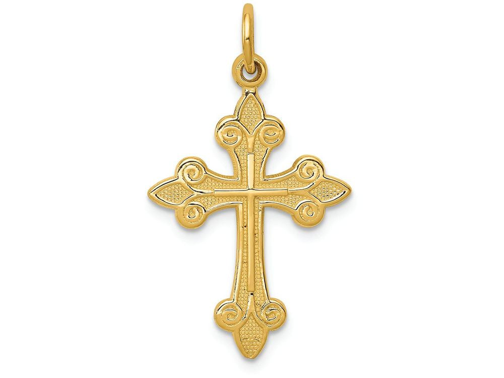 FJC Finejewelers 14k Yellow Gold Fleur De Lis Cross Charm