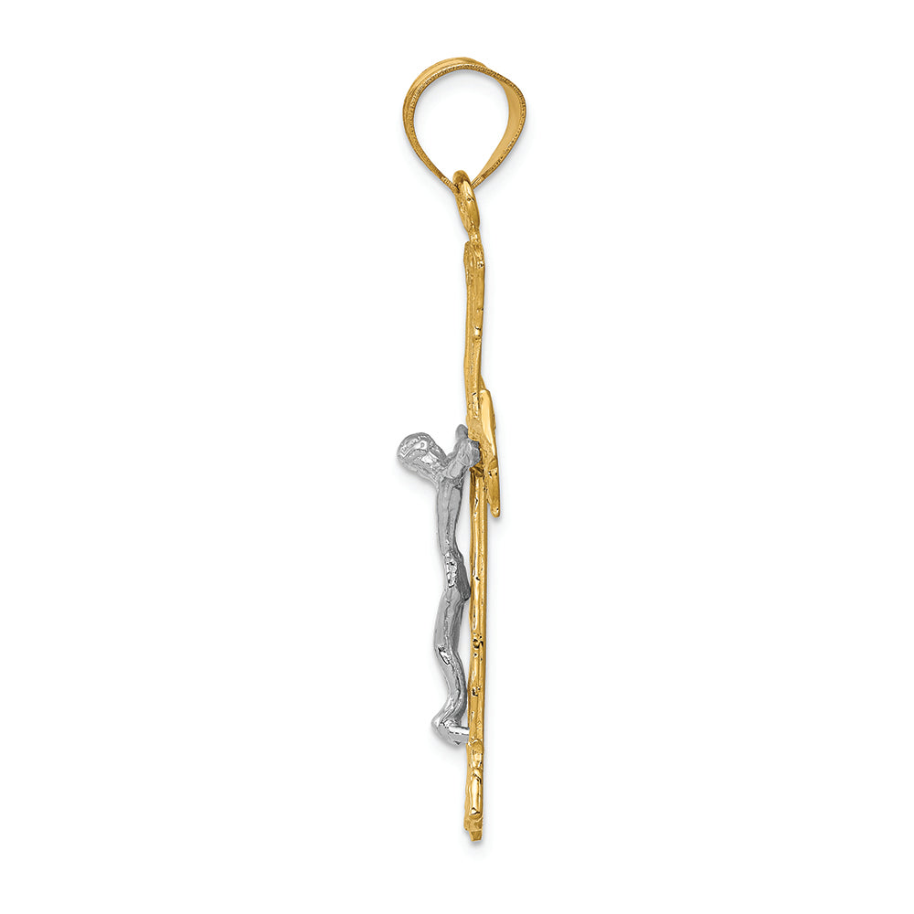 FJC Finejewelers 14k Two-tone Gold Bright Cut Crucifix Charm